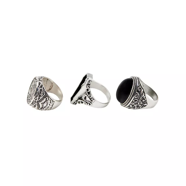 Multi-Pack Coffin Signet and Gem Rings - 3 Pack at Spencer's