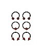 Multi-Pack Black and Red Splatter Horseshoes and Captive Rings 6 Pack - 16 Gauge