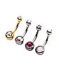 Multi-Pack Clear Pink and Opal-Effect Gem Belly Rings 4 Pack - 14 Gauge