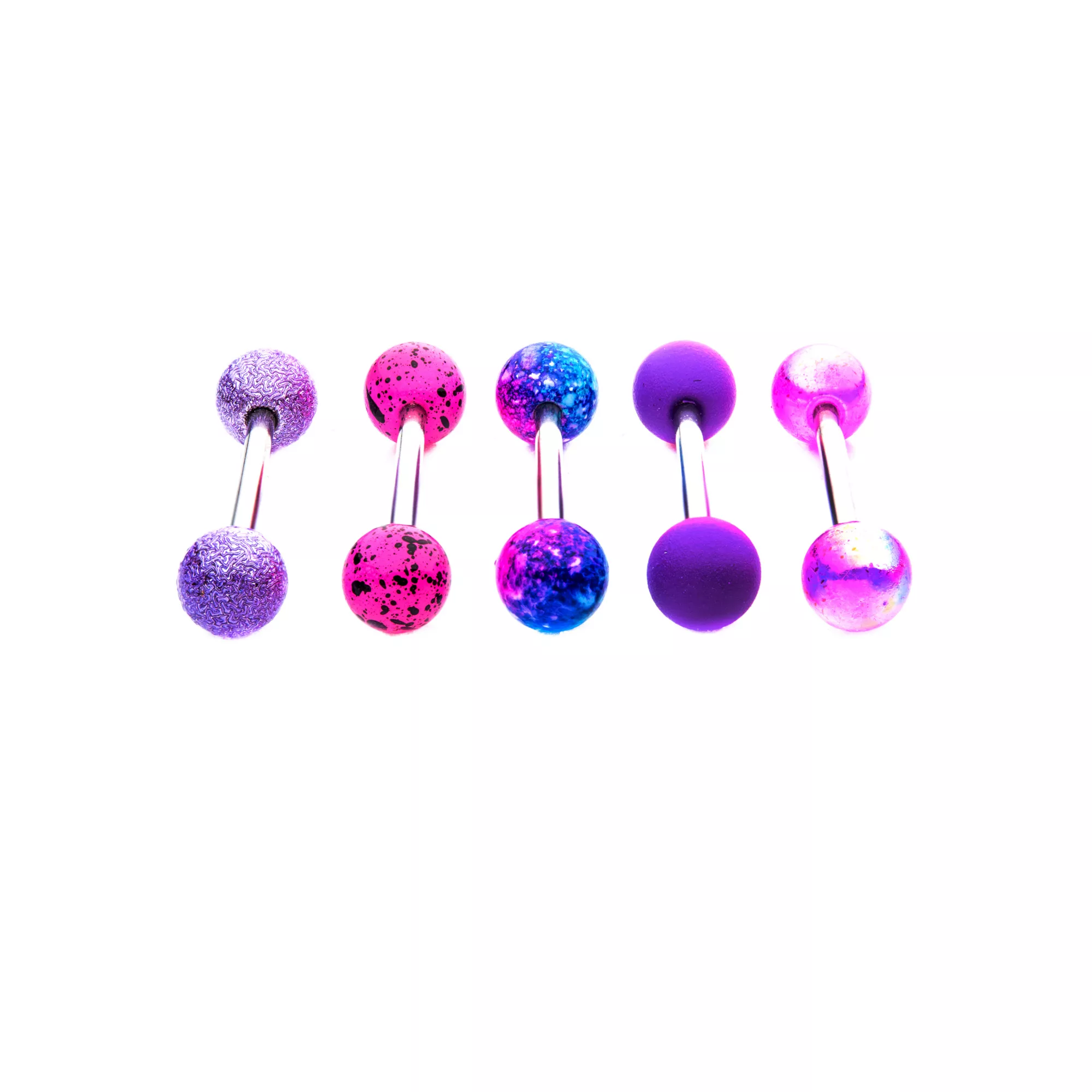 Multi-Pack Pink and Purple Barbells 5 Pack - 14 Gauge