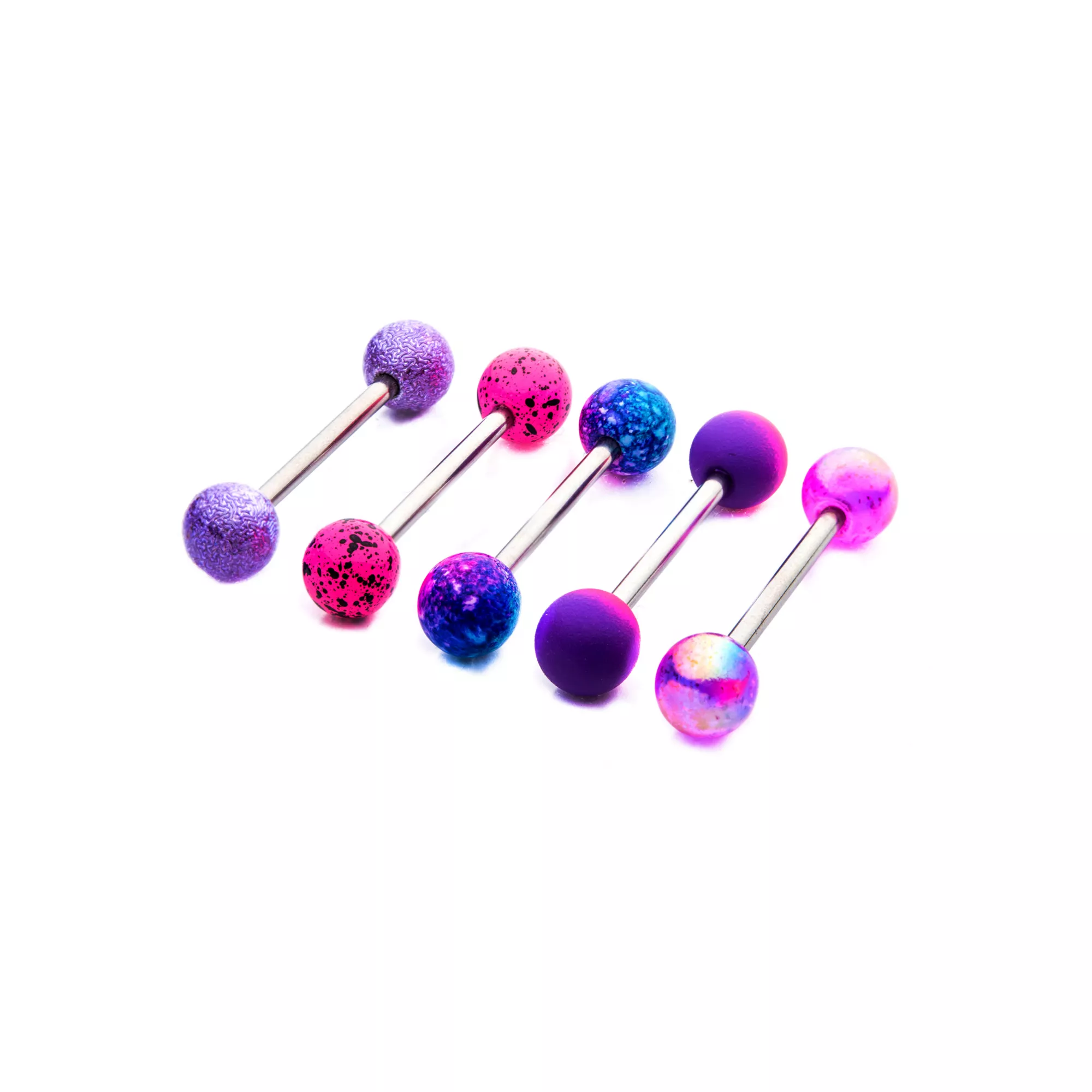 Multi-Pack Pink and Purple Barbells 5 Pack - 14 Gauge at Spencer's