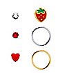 Multi-Pack Red and Gold Strawberry Bone Nose Rings and Hoop Nose Rings 6 Pack - 22 Gauge