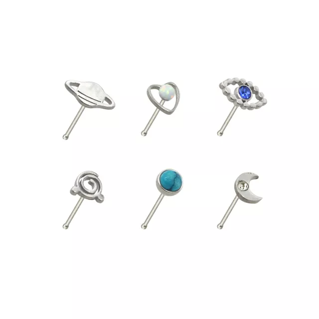 Multi-Pack Blue CZ Opal-Effect Galaxy Nose Pins 6 Pack at Spencer's
