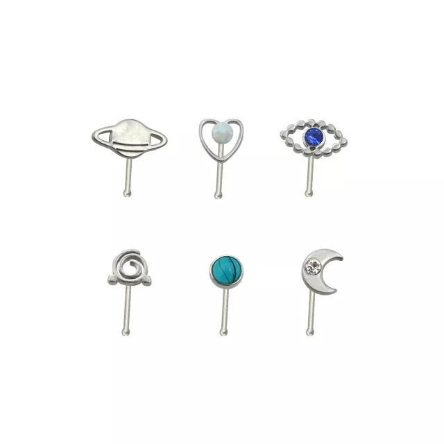 Multi-Pack Blue CZ Opal-Effect Galaxy Nose Pins 6 Pack at Spencer's
