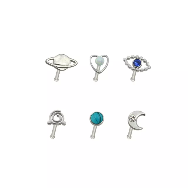 Multi-Pack Blue CZ Opal-Effect Galaxy Nose Pins 6 Pack at Spencer's