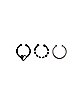 Multi-Pack Yin Yang Clear Gem Studded and Silvertone Fake Septum Ring 3 Pack