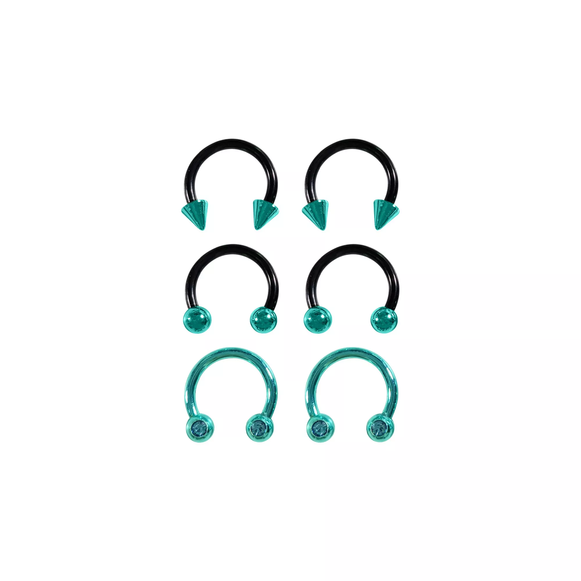Multi-Pack Teal CZ Horseshoe Rings - 3 Pair at Spencer's