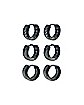 Multi-Pack Black and White Ombre Huggie Hoop Earrings 3 Pair - 18 Gauge