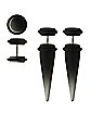 Ombre Black and White Fake Tapers and Plugs 2 Pair - 18 Gauge