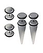 White and Grey Fake Tapers and Plugs 2 Pair - 18 Gauge