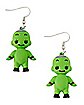 Green and Black Baby Doll Dangle Earrings
