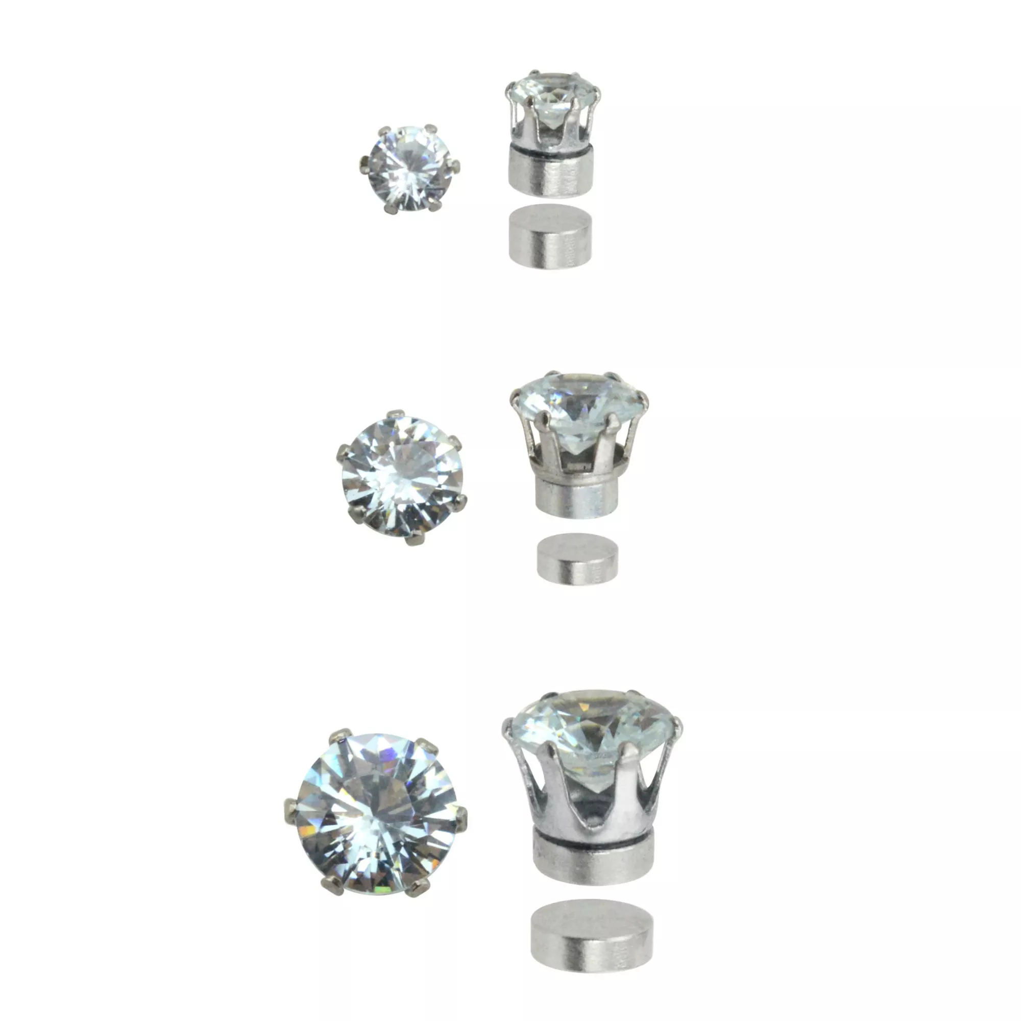 Multi-Pack Round CZ Magnetic Fake Stud Earrings - 3 Pair at Spencer's