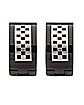 Black and Silvertone Checkered Huggie Hoop Earrings - 18 Gauge