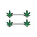 Glow in the Dark Weed Leaf Nipple Barbells - 14 Gauge at Spencer's