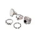 Multi-Pack Skull Stone and Rose Rings - 5 Pack at Spencer's