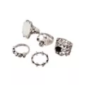 Multi-Pack Skull Stone and Rose Rings - 5 Pack at Spencer's