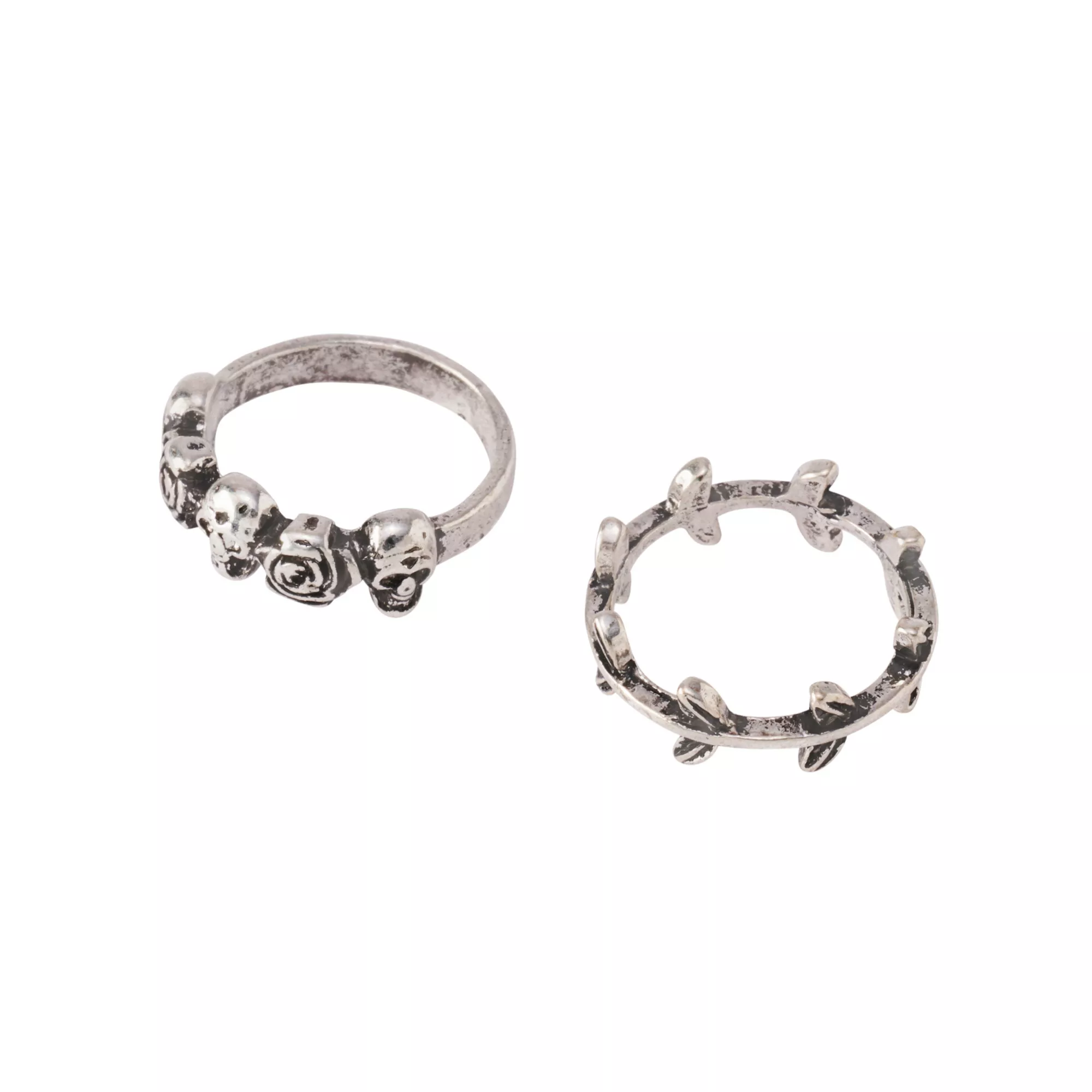 Multi-Pack Skull Stone and Rose Rings - 5 Pack