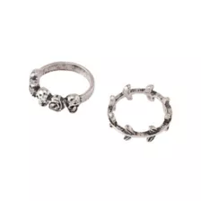 Multi-Pack Skull Stone and Rose Rings - 5 Pack at Spencer's