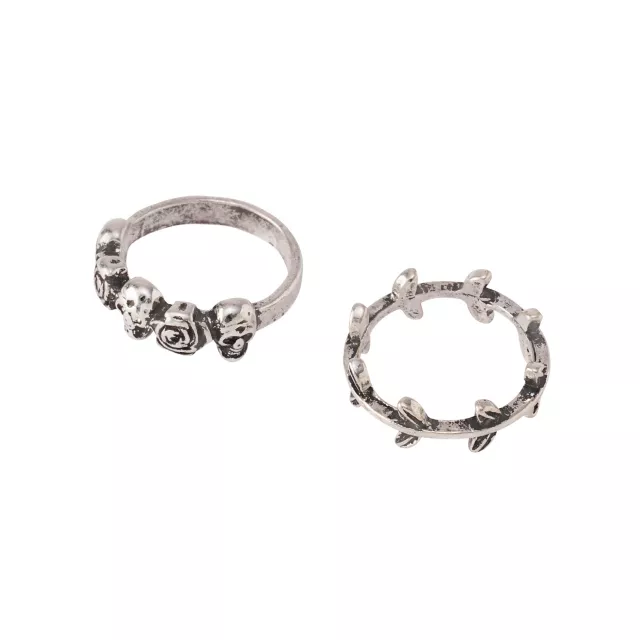 Multi-Pack Skull Stone and Rose Rings - 5 Pack at Spencer's