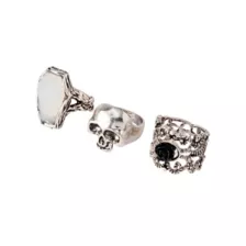 Multi-Pack Skull Stone and Rose Rings - 5 Pack at Spencer's