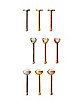 Multi-Pack CZ Rosegold Silver and Gold Nose Pins 9 Pack - 20 Gauge