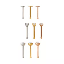 Multi-Pack CZ Rosegold Silver and Gold Nose Pins 9 Pack - 20 Gauge at Spencer's