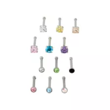Multi-Pack CZ Pronged Nose Pins 12 Pack - 20 Gauge at Spencer's