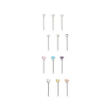 Multi-Pack CZ Pronged Nose Pins 12 Pack - 20 Gauge at Spencer's