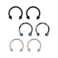 Multi-Pack Silver Black and Marble Horseshoe Rings 6 Pack - 16 Gauge at Spencer's