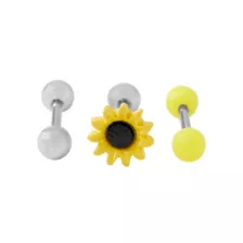 Multi-Pack Sunflower Cartilage Barbells 3 Pack - 16 Gauge at Spencer's