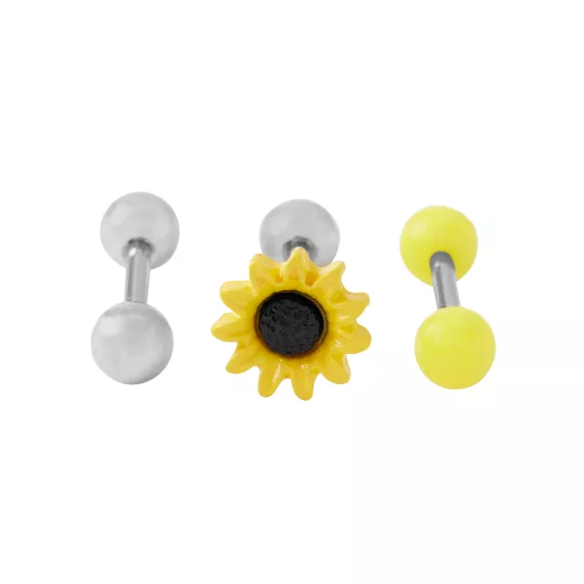 Multi-Pack Sunflower Cartilage Barbells 3 Pack - 16 Gauge at Spencer's