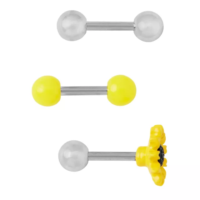 Multi-Pack Sunflower Cartilage Barbells 3 Pack - 16 Gauge at Spencer's