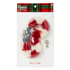 Candy Cane Striped Furry Handcuffs at Spencer's