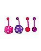 Multi-Pack CZ Pink and Blue Dice Belly Rings 4 Pack - 14 Gauge