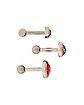Multi-Pack Red Opal-Effect Cartilage Earrings 3 Pack - 16 Gauge