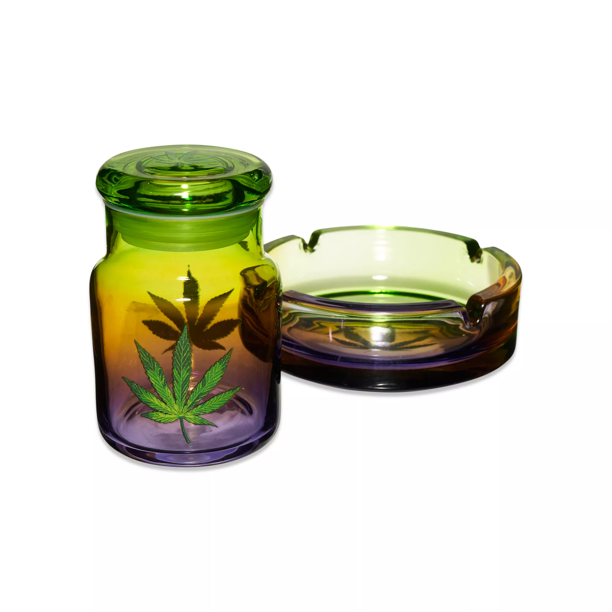 Ombre Weed Leaf Stash Jar and Ashtray Set - 4.6 oz at Spencer's