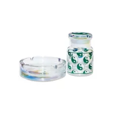 Yin Yang Weed Leaf Stash Jar and Ashtray Set at Spencer's