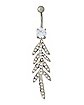 CZ Feather Dangle Belly Ring - 14 Gauge
