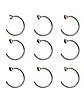 Multi-Pack CZ Multi-Color Hoop Nose Rings 9 Pack - 20 Gauge