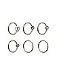 Multi-Pack Round CZ and Heart Hoop Nose Rings 6 Pack - 20 Gauge