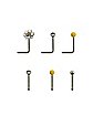 Multi-Pack CZ Flower and Ball Nose Pins and L-Bend Nose Rings 6 Pack - 20 Gauge