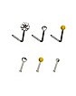 Multi-Pack CZ Flower and Ball Nose Pins and L-Bend Nose Rings 6 Pack - 20 Gauge
