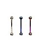 Multi-Pack CZ Silver Blue and Pink Curved Barbells 3 Pack - 16 Gauge