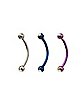 Multi-Pack CZ Silver Blue and Pink Curved Barbells 3 Pack - 16 Gauge