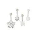 Multi-Pack CZ and Faux Opal Banana Belly Rings 4 Pack - 14 Gauge at Spencer's