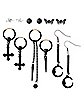Multi-Pack Assorted Dark Icons Stud and Dangle Earrings - 6 Pack