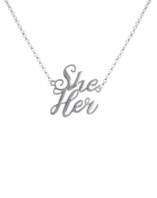 She/Her Pronoun Cursive Necklace