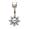 Prong CZ Flower Belly Ring - 14 Gauge at Spencer's
