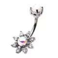 Prong CZ Flower Belly Ring - 14 Gauge at Spencer's