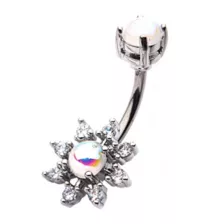Prong CZ Flower Belly Ring - 14 Gauge at Spencer's
